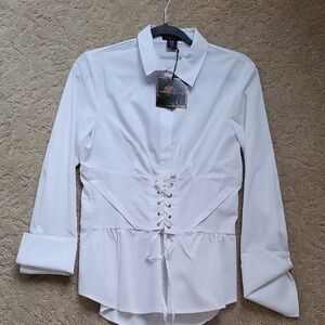 Amaryllis Elegant White Button down Blouse - Still Has Tags